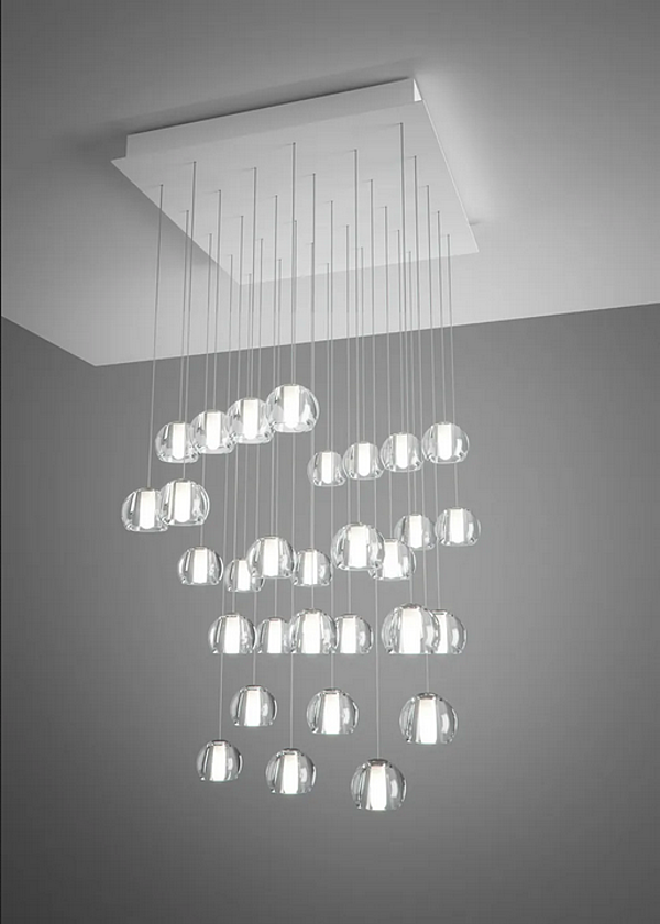 Crystal Pendant Lamp Multispot Beluga Fabbian factory Fabbian from Italy. Foto №6