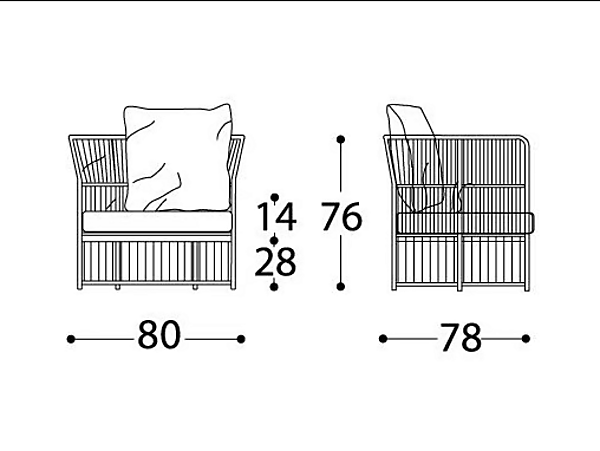 Armchair with armrests synthetic fiber weaving VARASCHIN Tibidabo 1067 factory VARASCHIN from Italy. Foto №9