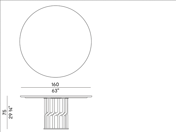Round ash table with marble top Potocco Intreccio 950 TC Fix 950/TC-FIX factory POTOCCO from Italy. Foto №4