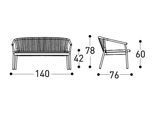 Garden Sofa for Two with Powder Coated Aluminium and Soft Backrest VARASCHIN SMART 247D2, 247D2S, 247D2H factory VARASCHIN from Italy. Foto №8