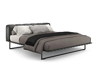 Leather double bed with upholstered headboard Kristall i 4 Mariani