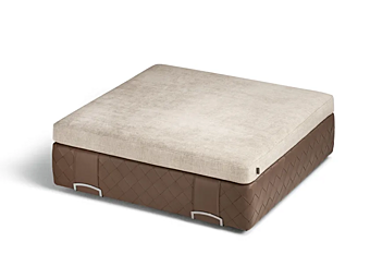 Square Pouf in Fabric and Leather POLTRONA FRAU Grant factory POLTRONA FRAU from Italy