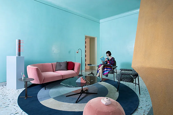 Sectional fabric sofa with soft back Saba Rendez Vous factory SABA from Italy. Foto №13