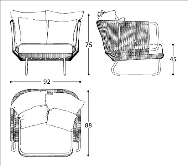 Armchair with armrests made of man-made fibre from VARASCHIN Babylon 1740, 1741 factory VARASCHIN from Italy. Foto №11