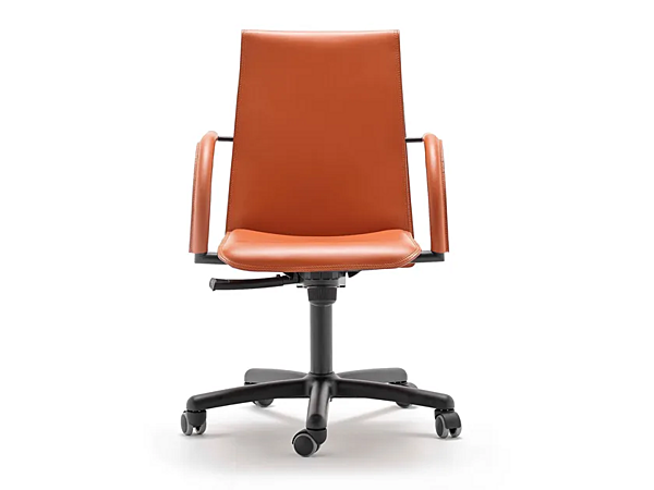 Swivel office chair in tanned leather with 5 spoke base FASEM Relaix RELAIX ABW factory FASEM from Italy. Foto №6