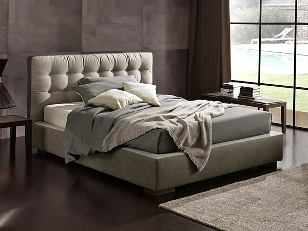 Full size upholstered bed with tufted backrest Duomo Design Parigi factory Duomo Design from Italy. Foto №1