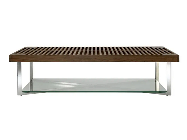 Low rectangular coffee table walnut LIGNE ROSET Ponton 11497862 factory LIGNE ROSET from Italy. Foto №1