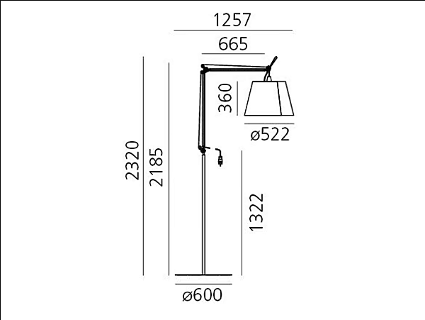 LED Fabric Floor Lamp Outdoor Artemide Tolomeo Paralume T076150 factory Artemide from Italy. Foto №6