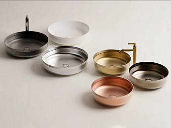 Round Steel Countertop Washbasin Undici Inox AGAPE Round Steel Countertop Washbasin Undici Inox AGAPE factory Agape from Italy