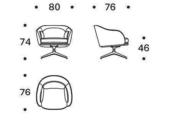 Swivel armchair with removable cover fabric Saba Sunset factory SABA from Italy. Foto №5