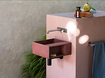 Wall Mounted Cementoskin Handrinse Basin Outdoor AGAPE ACER09950RE_ Wall Mounted Cementoskin Handrinse Basin Outdoor AGAPE ACER09950RE_ factory Agape from Italy
