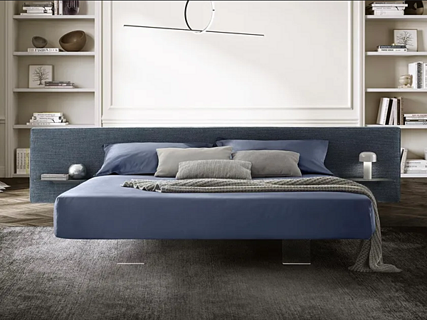 Double bed with upholstered headboard fabric Duomo Design Plane Long factory Duomo Design from Italy. Foto №1