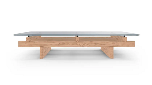 Low rectangular coffee table wood and glass CASSINA Sengu factory CASSINA from Italy. Foto №11