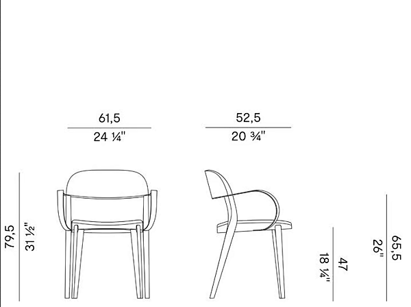 Stackable wooden chair with armrests and integrated cushion Potocco Minima 949 PI 949/PI factory POTOCCO from Italy. Foto №2