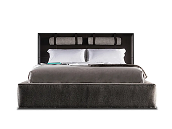 Storage bed with upholstered back in fabric or leather VIBIEFFE 5800 Tube