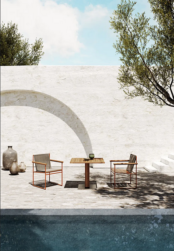 Teak Garden Chair with Armrests Atmosphera Sled Base factory ATMOSPHERA from Italy. Foto №2