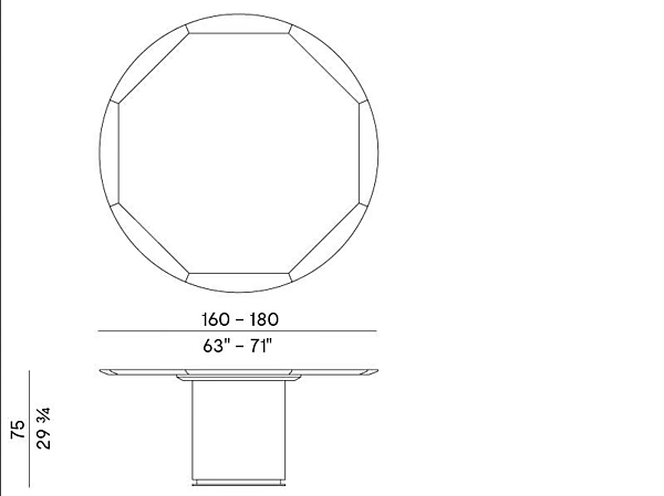 Round wooden dining table Potocco OTAB 883 T 883/T factory POTOCCO from Italy. Foto №4