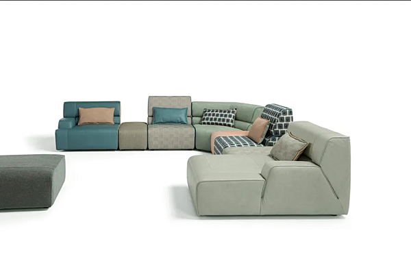 Sectional sofa in leather and fabric Egoitaliano Babouche factory Egoitaliano from Italy. Foto №2