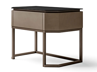 Rectangular bedside table in leather glass and metal CPRN HOMOOD Starlight ST707