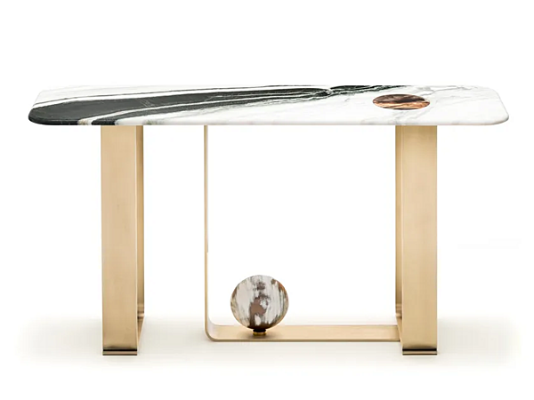 Rectangular marble console table with satin metal base ARCAHORN Minerva 7005S 7005S factory ARCAHORN from Italy. Foto №1