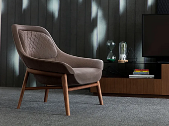 Upholstered leather armchair with armrests BertO Hanna factory BertO from Italy