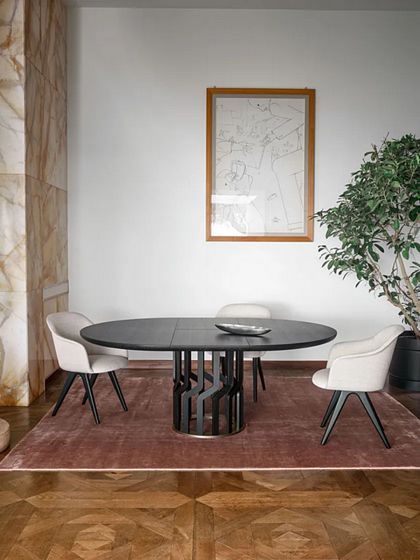 Extending round wooden table Potocco Intreccio 950 TC1 950/TC1 factory POTOCCO from Italy. Foto №4