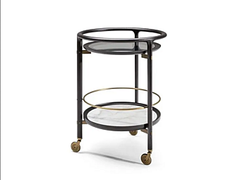 Wood and Glass Food Trolley Duo POLTRONA FRAU factory POLTRONA FRAU from Italy