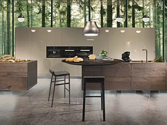 Fitted kitchen with island in wood LAGO Air 0465 Fitted kitchen with island in wood LAGO Air 0465 factory LAGO from Italy