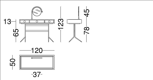 Walnut dressing table 1500 VIBIEFFE Swing collection factory VIBIEFFE from Italy. Foto №3