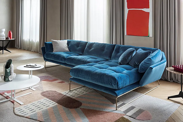 Three-seater fabric sofa with sled base Saba New York Suite factory SABA from Italy. Foto №16