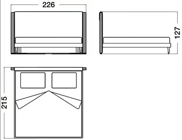 Double bed with upholstered headboard in cocoon fabric CPRN HOMOOD C303, C304, C305 factory CPRN HOMOOD from Italy. Foto №4