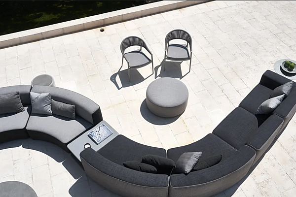 Curved modular fabric garden sofa with soft back VARASCHIN Circle Belt 221 factory VARASCHIN from Italy. Foto №6