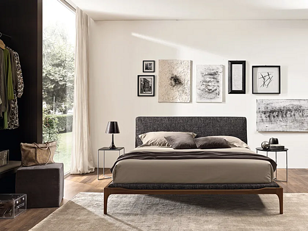 Double bed with upholstered headboard Gladys wood Duomo Design factory Duomo Design from Italy. Foto №6