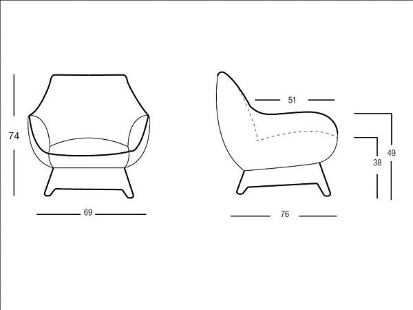 Fabric easy chair with armrests Egoitaliano Namy Collection factory Egoitaliano from Italy. Foto №2