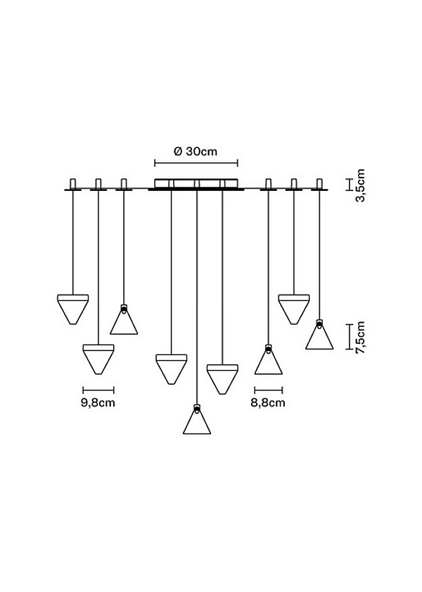 LED Crystal Pendant Lamp Tripla 9 Spots Fabbian factory Fabbian from Italy. Foto №4