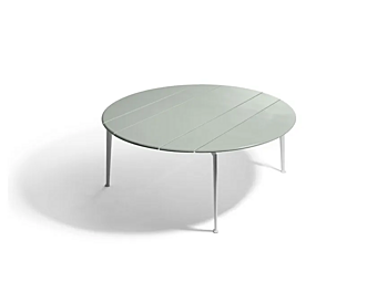 Round garden table made of aluminum and wood Solaria POLTRONA FRAU