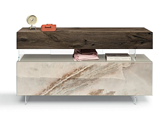 Chest of drawers wood and glass AIR 1478 LAGO 1478 factory LAGO from Italy
