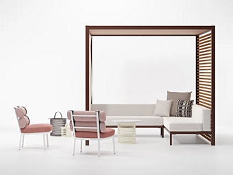 Gazebo with bench lounge pavilion KETTAL #979400 factory KETTAL from Italy