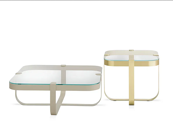 Square Glass and Iron Coffee Table Ring Saba factory SABA from Italy. Foto №2