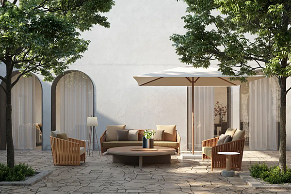 Three-Seater Upholstered Fabric Garden Sofa KETTAL Bitta Lounge factory KETTAL from Italy. Foto №5
