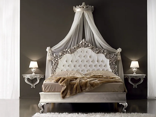 Wooden double bed with tufted backrest CASA +39 VERDI 791, 793 factory CASA +39 from Italy. Foto №1