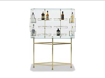 Bar cabinet made of wood with glass doors BAXTER FLOAT factory BAXTER from Italy