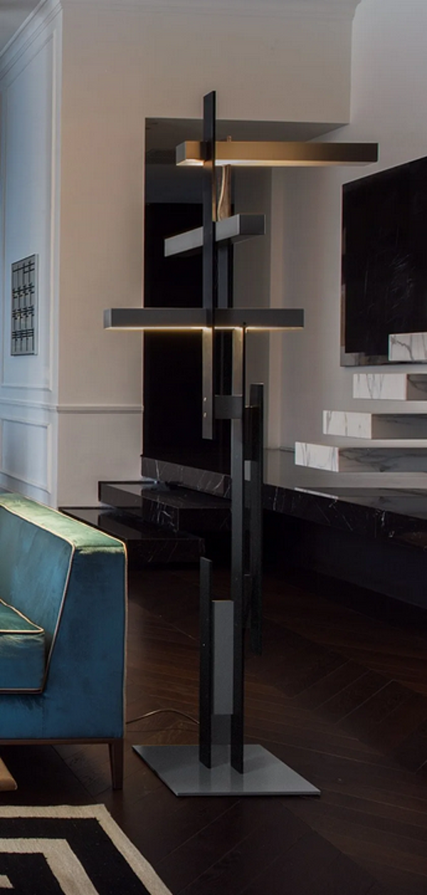 LED floor lamp Oluce LAS 376 with adjustable brightness and metal base factory Oluce from Italy. Foto №4