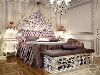 Double bed with tufted headboard Modenese Luxury Interiors 15209 factory MODENESE GASTONE from Italy