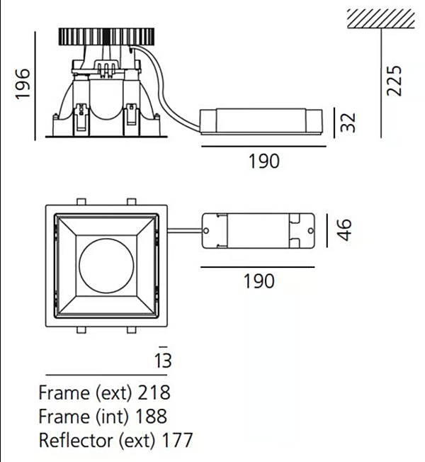 Recessed LED Square Spotlight Polycarbonate Artemide Luceri Kadro BB12004, BB12104 factory Artemide from Italy. Foto №2