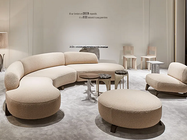 Curved 3 Seater Wool Sofa Paolo Castelli Vao Collection SED.VAOS.110.SUP factory Paolo Castelli from Italy. Foto №3