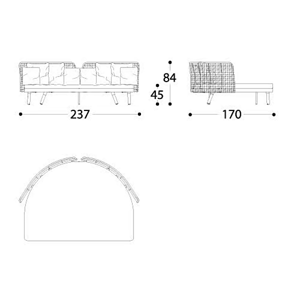 Upholstered Synthetic Fibre Garden Daybed VARASCHIN Emma factory VARASCHIN from Italy. Foto №6