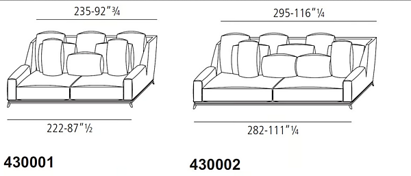 Three-seater sofa in leather or fabric VIBIEFFE Opera 430 factory VIBIEFFE from Italy. Foto №7