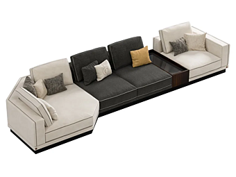 Sectional sofa in leather and fabric Sesto Senso CPRN HOMOOD S550, S552DX/SX, S553, S554, S555