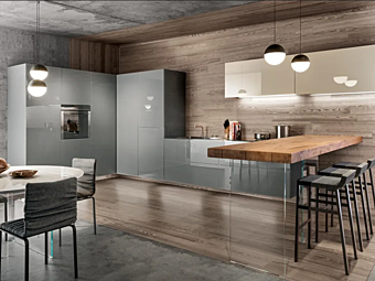 Kitchen with peninsula in wood LAGO 36E8 Kitchen with peninsula in wood LAGO 36E8 factory LAGO from Italy